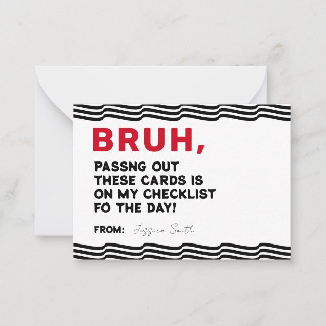Bruh Boys Valentines Card, Funny Kids Valentines  Card (Front)