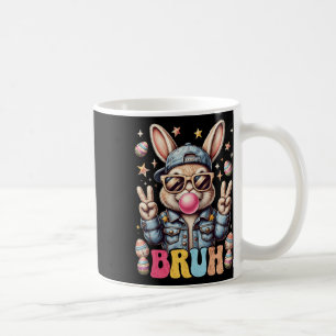 Bruh Bunny Blowing Bubble Gum Happy Easter Day Boy Coffee Mug