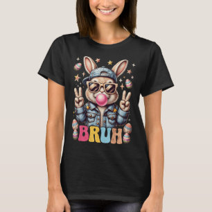 Bruh Bunny Blowing Bubble Gum Happy Easter Day Boy T-Shirt