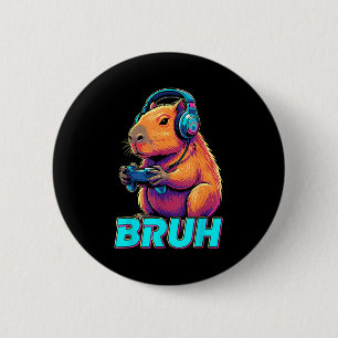 Bruh Capybara Funny Video Games Capybaras  6 Cm Round Badge