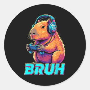 Bruh Capybara Funny Video Games Capybaras  Classic Round Sticker