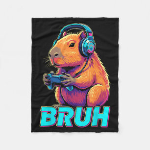 Bruh Capybara Funny Video Games Capybaras  Fleece Blanket