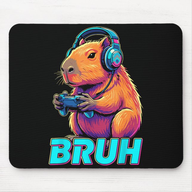 Bruh Capybara Funny Video Games Capybaras  Mouse Mat (Front)