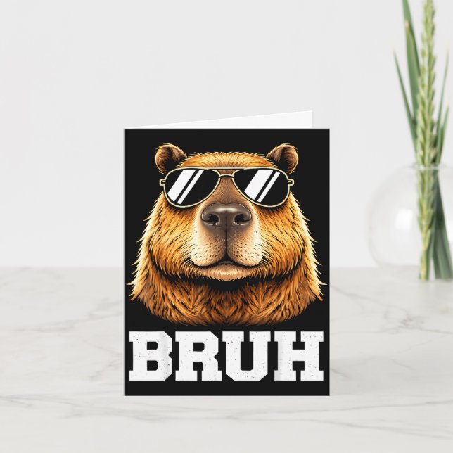 Bruh capybara meme funny chill capybara energy  card (Front)