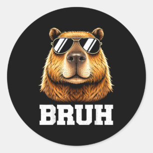 Bruh capybara meme funny chill capybara energy classic round sticker