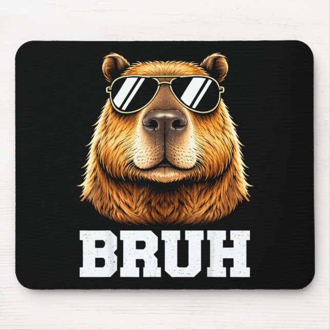 Bruh capybara meme funny chill capybara energy  mouse mat (Front)
