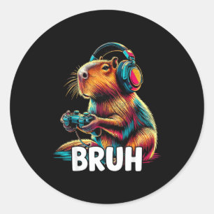 Bruh Capybaras Funny Video Games Capybara Classic Round Sticker
