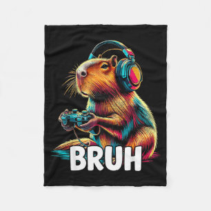 Bruh Capybaras Funny Video Games Capybara  Fleece Blanket