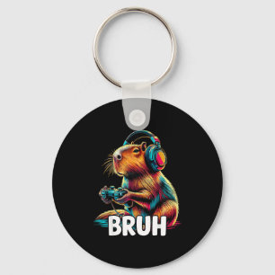 Bruh Capybaras Funny Video Games Capybara Key Ring