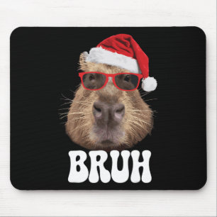 Bruh Capyra Funny Santa Hat Christmas Season Capyr Mouse Mat