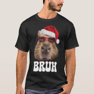 Bruh Capyra Funny Santa Hat Christmas Season Capyr T-Shirt