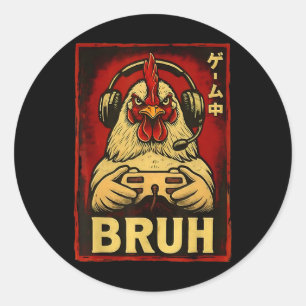 Bruh Chicken Game Funny Video Game Controller Gami Classic Round Sticker