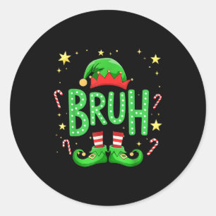 Bruh Christmas Elf Funny Xmas Kids Boys Christmas Classic Round Sticker
