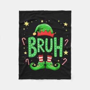 Bruh Christmas Elf Funny Xmas Kids Boys Christmas Fleece Blanket