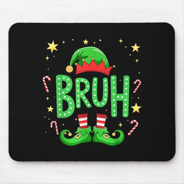 Bruh Christmas Elf Funny Xmas Kids Boys Christmas  Mouse Mat (Front)