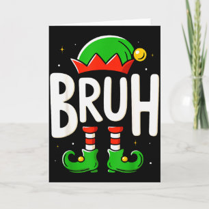 Bruh Christmas Elf Pajamas For Mens Kids Teen Boys Card