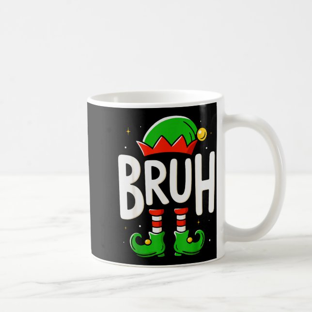 Bruh Christmas Elf Pajamas For Mens Kids Teen Boys Coffee Mug (Right)
