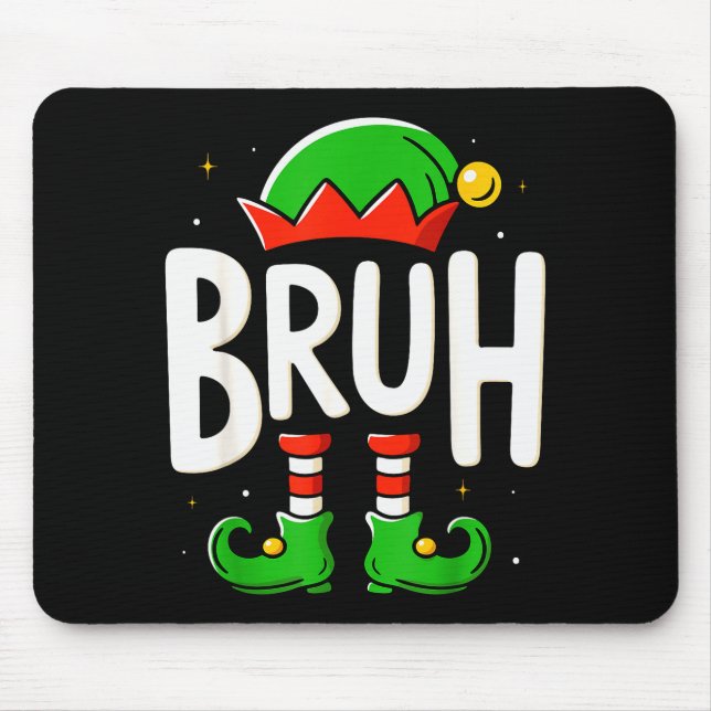 Bruh Christmas Elf Pajamas For Mens Kids Teen Boys Mouse Mat (Front)