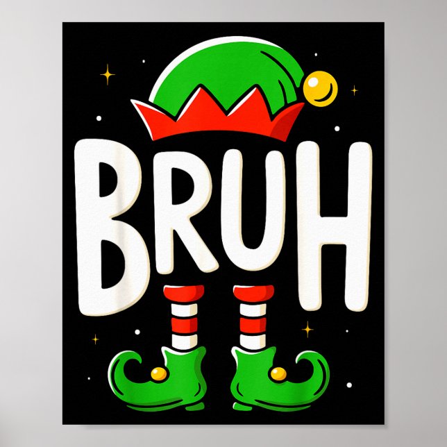 Bruh Christmas Elf Pajamas For Mens Kids Teen Boys Poster (Front)