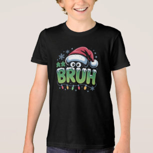 Bruh Christmas Funny Meme Santa Hat Boys Kids  Tri-Blend Shirt