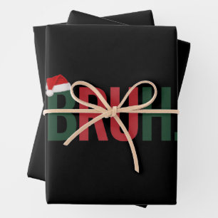 Bruh Christmas Gifts For Him Her Mum Dad Bro Sis Wrapping Paper Sheet