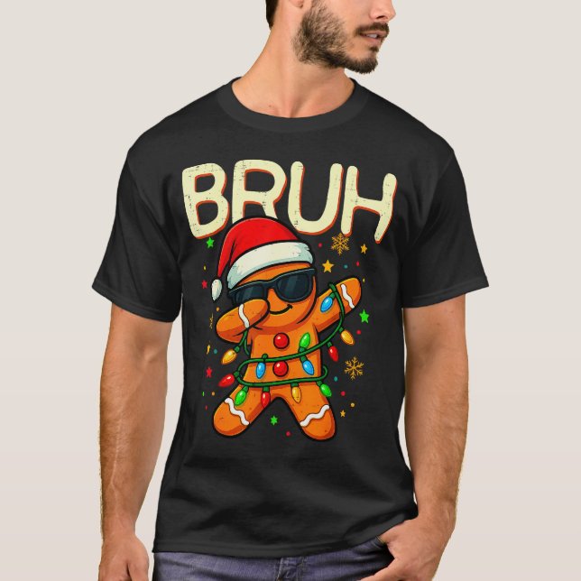 Bruh Christmas Gingerbread Man Funny Teens Boys Ki T-Shirt (Front)
