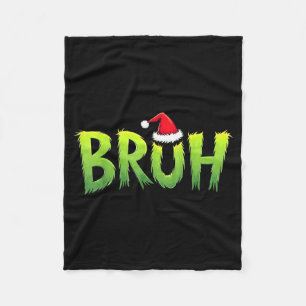 Bruh Christmas Kids Teens Boys Funny Christmas Hum Fleece Blanket
