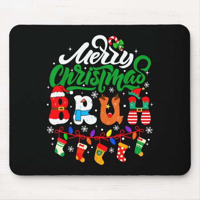 Bruh Christmas Kids Teens Boys Funny Christmas Hum Mouse Mat (Front)