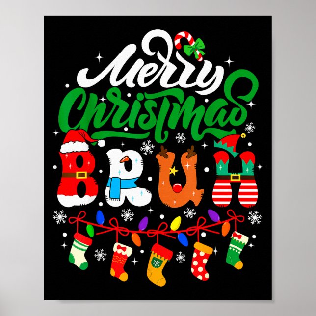 Bruh Christmas Kids Teens Boys Funny Christmas Hum Poster (Front)