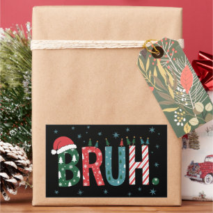 Bruh Christmas Meme Funny Santa Hat Sarcastic Rectangular Sticker