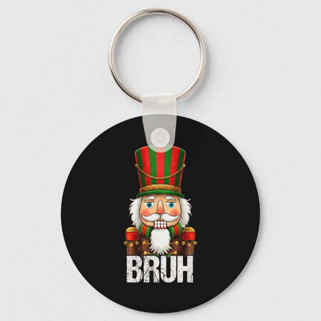 Bruh Christmas Nutcracker Santa Claus Holiday Xmas Key Ring (Front)