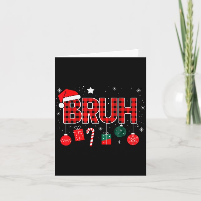 Bruh Christmas Pajama Christmas Family Retro Santa Card (Front)
