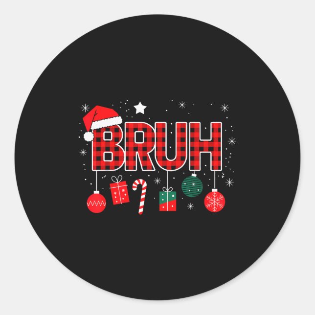 Bruh Christmas Pajama Christmas Family Retro Santa Classic Round Sticker (Front)