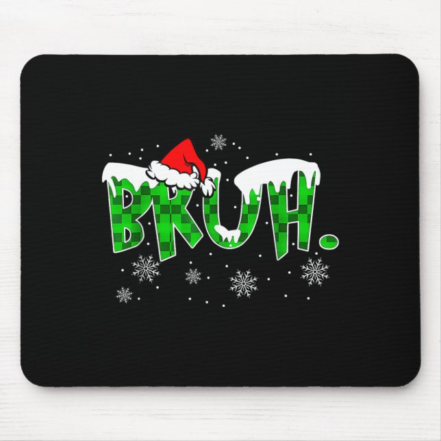 Bruh Christmas Red Plaid Funny Family Teens Boys K Mouse Mat (Front)