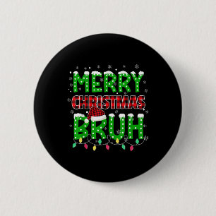 Bruh Christmas Red Plaid Teens Boys Kids Xmas Paja 6 Cm Round Badge