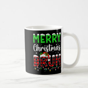 Bruh Christmas Red Plaid Teens Boys Kids Xmas Paja Coffee Mug