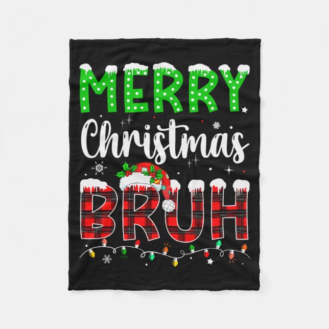 Bruh Christmas Red Plaid Teens Boys Kids Xmas Paja Fleece Blanket (Front)