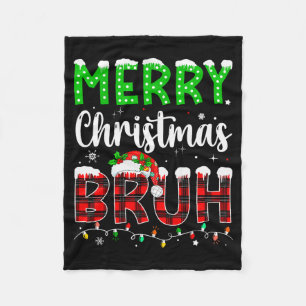 Bruh Christmas Red Plaid Teens Boys Kids Xmas Paja Fleece Blanket