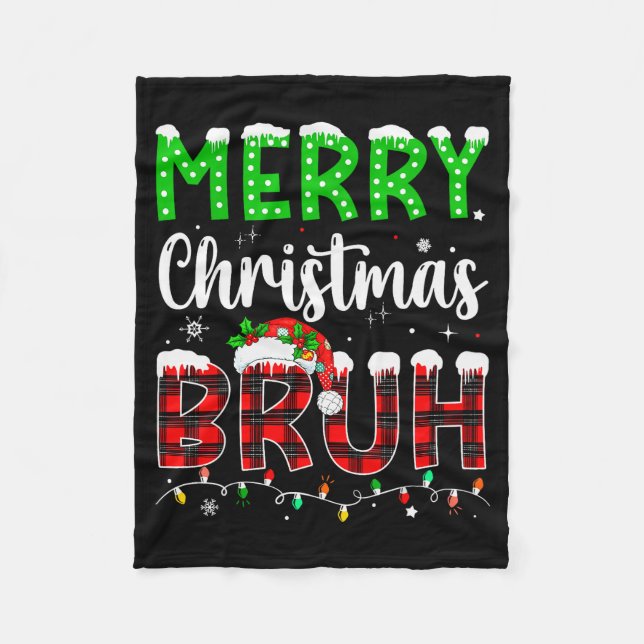 Bruh Christmas Red Plaid Teens Boys Kids Xmas Paja Fleece Blanket (Front)