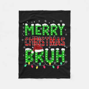 Bruh Christmas Red Plaid Teens Boys Kids Xmas Paja Fleece Blanket