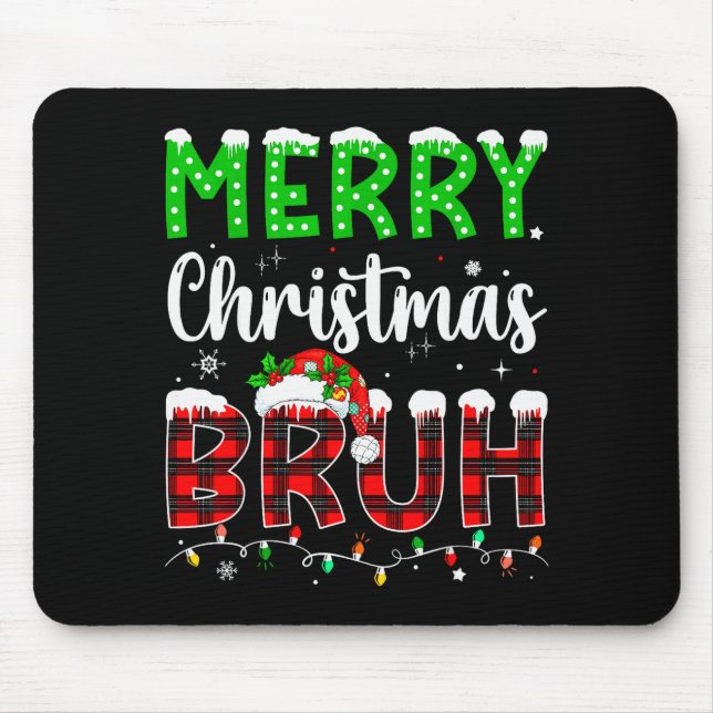 Bruh Christmas Red Plaid Teens Boys Kids Xmas Paja Mouse Mat (Front)