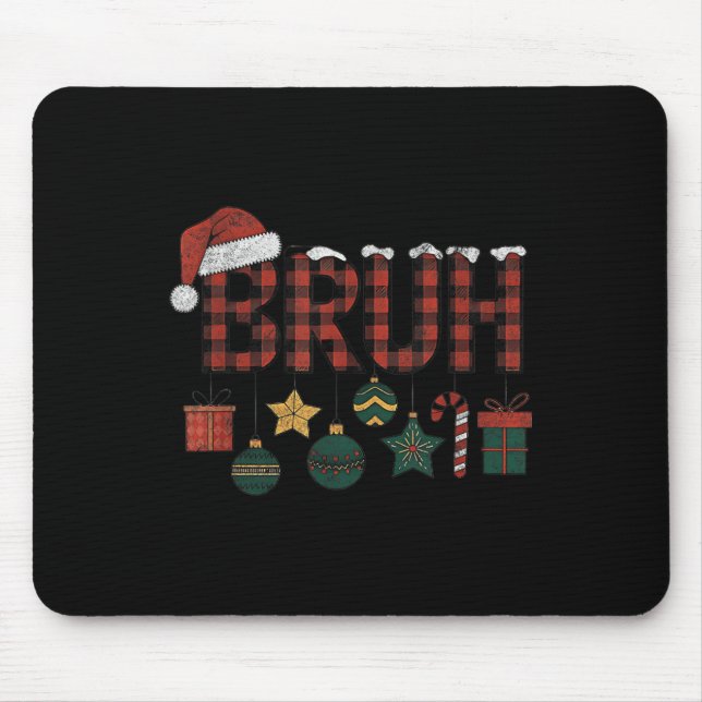Bruh Christmas Red Plaid Teens Boys Kids Xmas Paja Mouse Mat (Front)