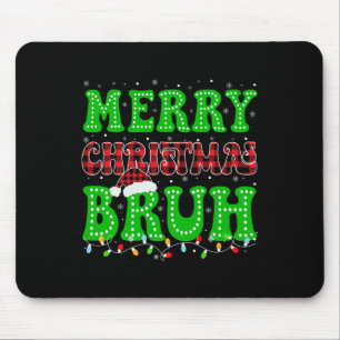 Bruh Christmas Red Plaid Teens Boys Kids Xmas Paja Mouse Mat