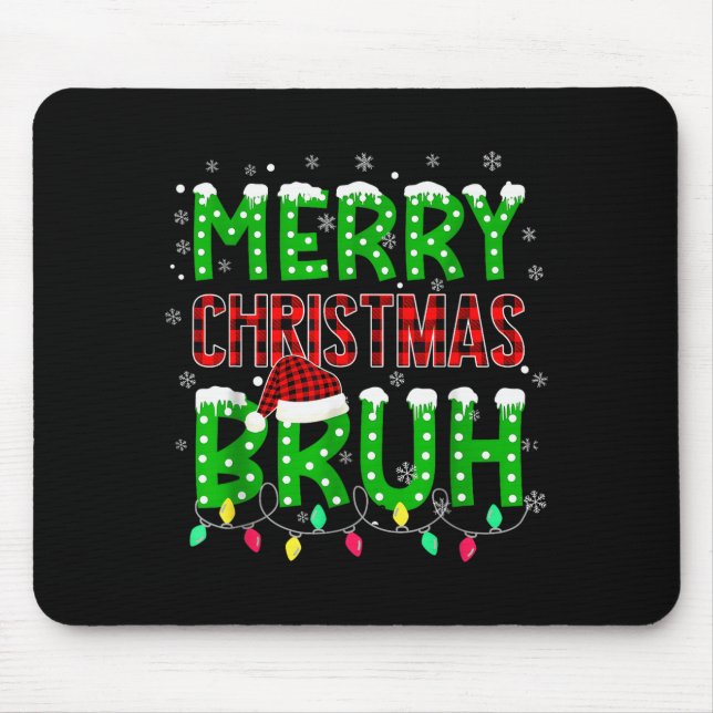 Bruh Christmas Red Plaid Teens Boys Kids Xmas Paja Mouse Mat (Front)
