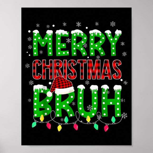 Bruh Christmas Red Plaid Teens Boys Kids Xmas Paja Poster (Front)