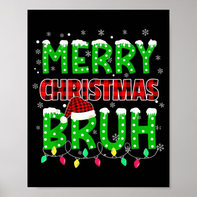 Bruh Christmas Red Plaid Teens Boys Kids Xmas Paja Poster (Front)