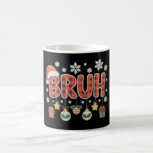 Bruh Christmas Red Plaid Xmas Matching Family Coffee Mug