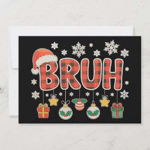 Bruh Christmas Red Plaid Xmas Matching Family Holiday Card