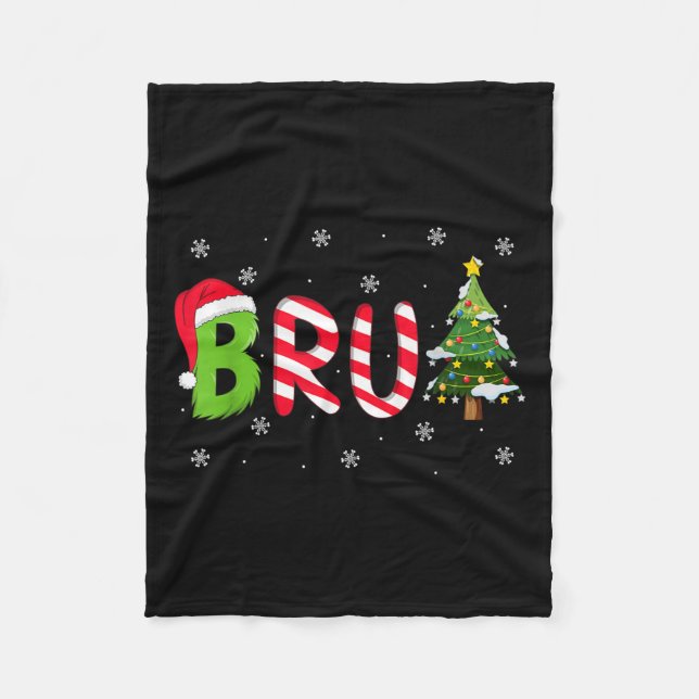 Bruh Christmas Saying Bro Funny Men Boys Bruh Meme Fleece Blanket (Front)