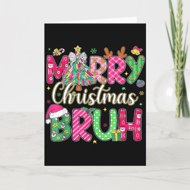 Bruh Christmas Shirt Kids Xmas Men Teen Boys Funny Card (Front)